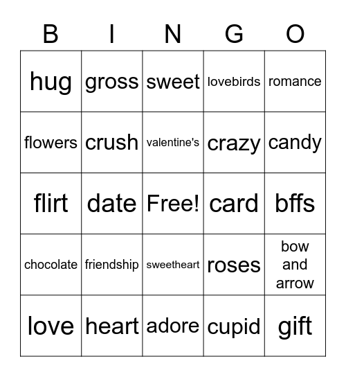 Valentine's Bingo Card