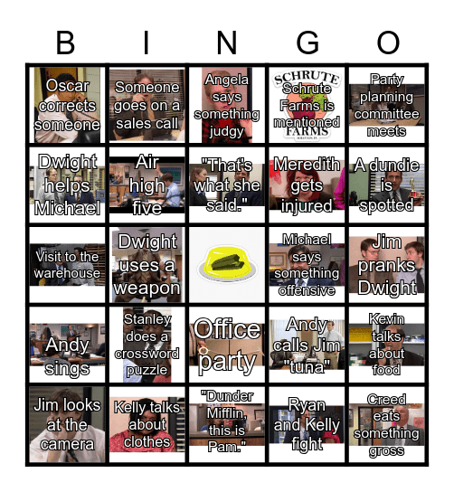 the office Bingo Card