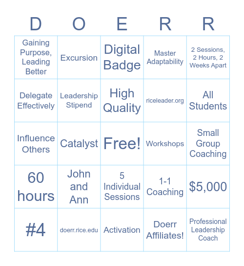 Doerr Bingo Card