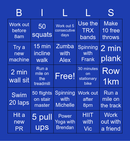 Bills Rec Bingo Card