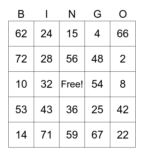 Senior Center Phone Bingo Card
