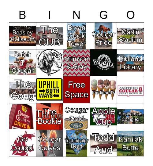 WSU Cougs Bingo Card