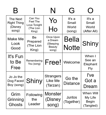 Disney Bingo Card