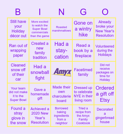 AMYX WINTER BINGO Card
