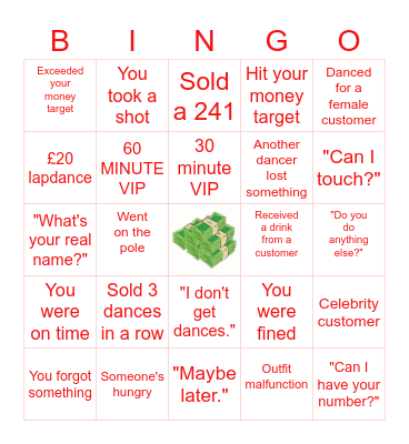 S T R I P   C L U B Bingo Card