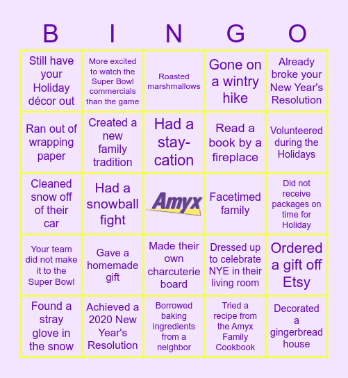 AMYX WINTER BINGO Card