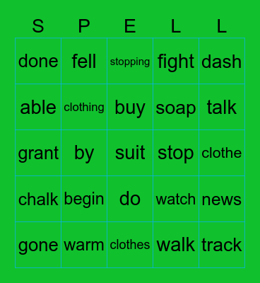 Spelling :) Bingo Card