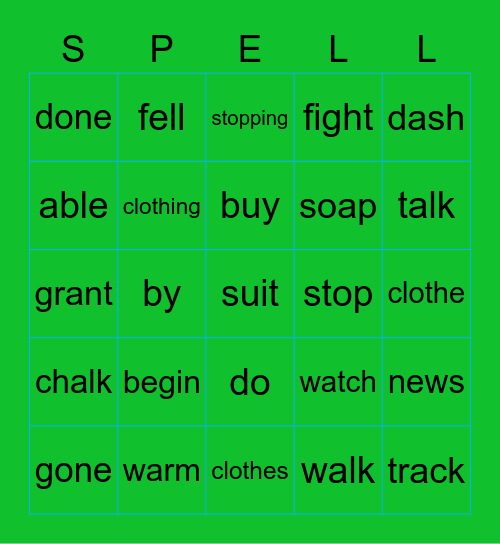Spelling :) Bingo Card