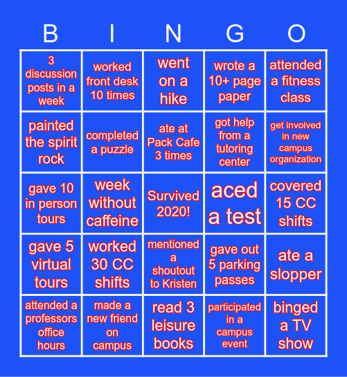 Ambassador Semester Bingo! Bingo Card