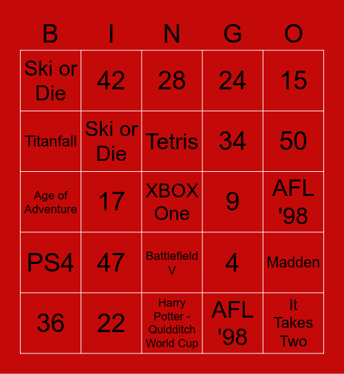 EA Bingo! Bingo Card