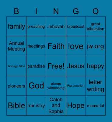 JW Zoom Bingo Card