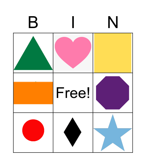 Shape and Color Bingo Card