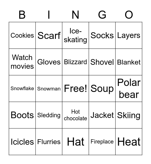 Winter Bingo Card