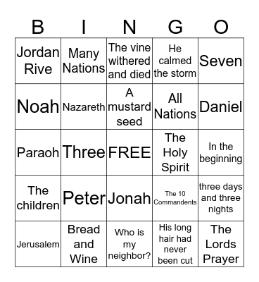 BIBLE BINGO Card