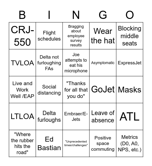 February Town Hall Bingo Card