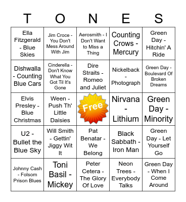 Game Of Tones 2/1/21 Game 6 Bingo Card