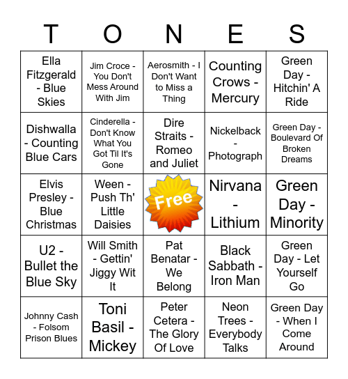 Game Of Tones 2/1/21 Game 6 Bingo Card