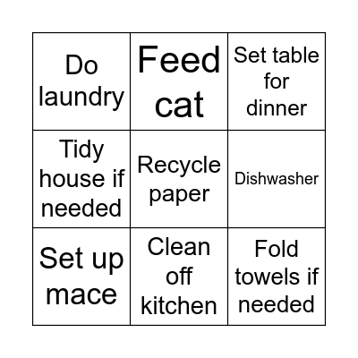 Afternoon routine Bingo Card