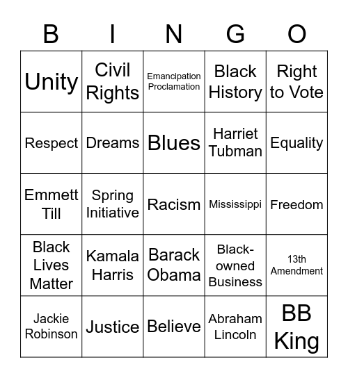 Black History BINGO Card