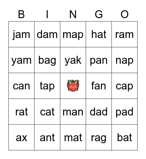 letter A Bingo Card