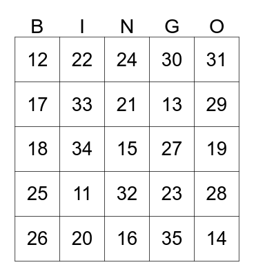 Los Numeros Bingo Card