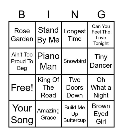 Music Bingo! Bingo Card