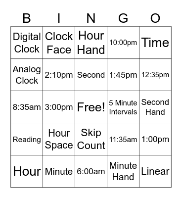 Time Bingo Card