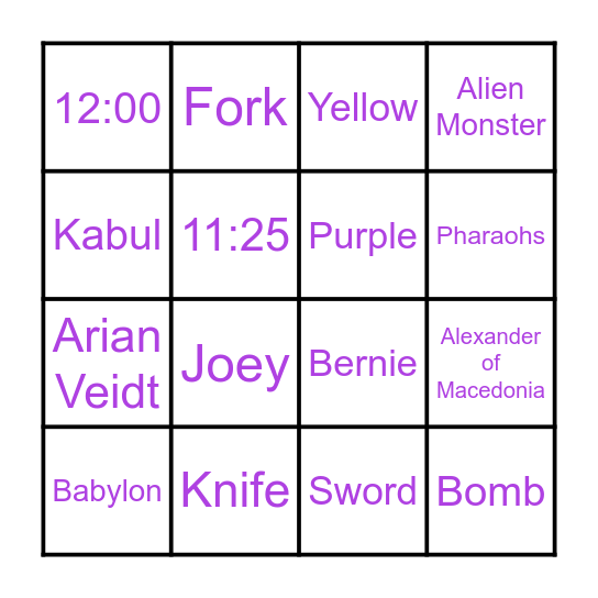 CHAPTER XI BINGO!! Bingo Card