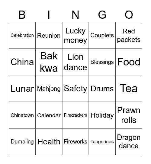 CNY 2021 Bingo Card