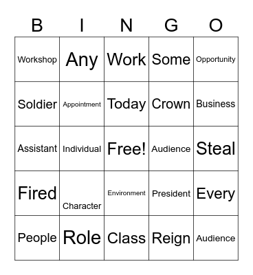 Chapter 6 ASL Bingo Card