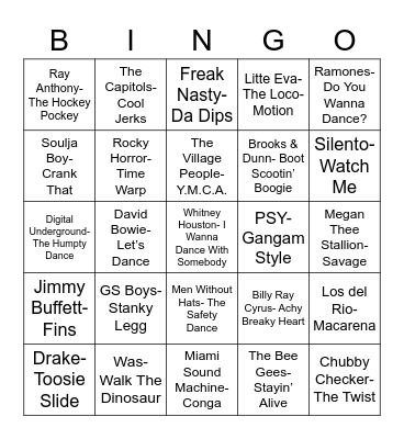 Total-Quiz.com Presents: Ella's Birthday Dance Off Bingo Card