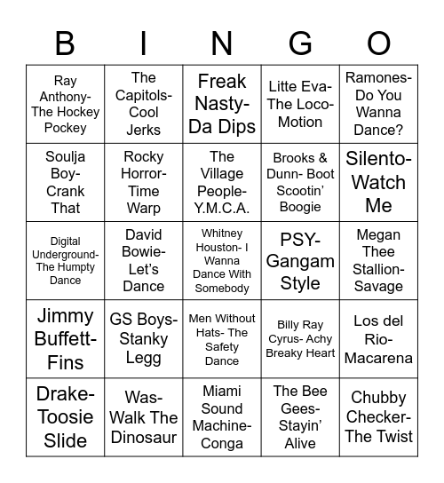 Total-Quiz.com Presents: Ella's Birthday Dance Off Bingo Card