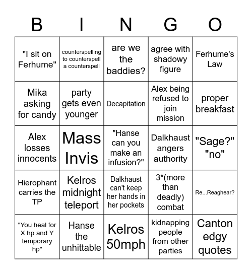 Tangerine Pirates (Edward) Bingo Card