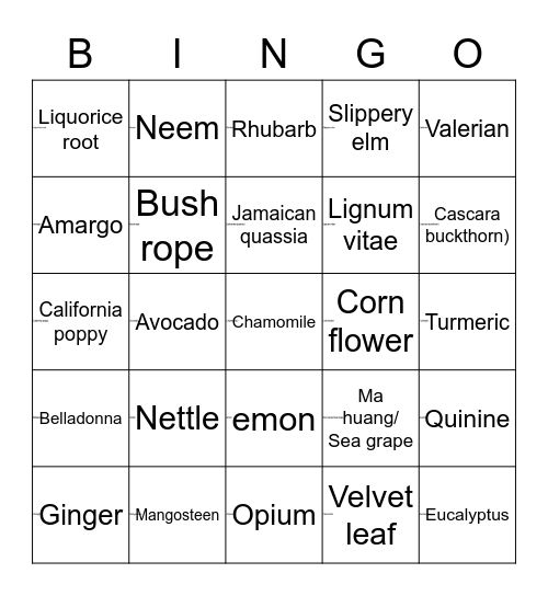 Plants Bingo Card