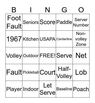 PICKLEBALL Bingo Card