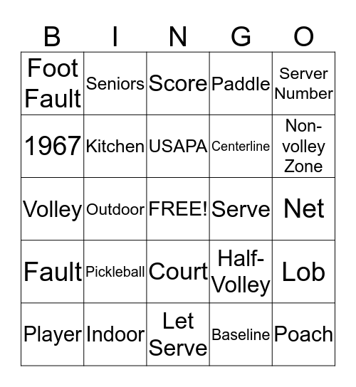 PICKLEBALL Bingo Card
