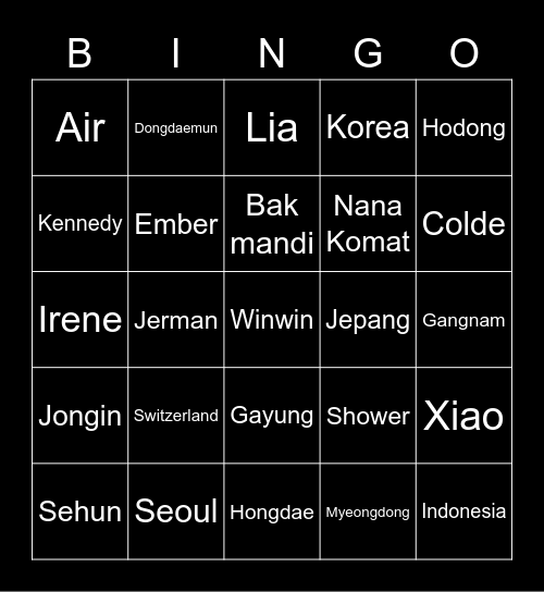 Colde Bingo Card