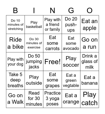 Mindful Health Initiative Bingo Card