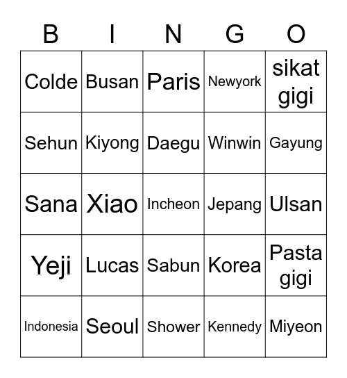 XIAO Bingo Card