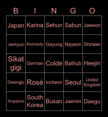 Heejin Bingo Card