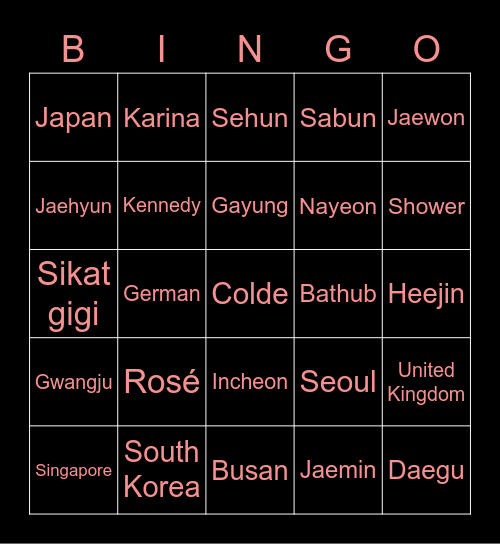 Heejin Bingo Card