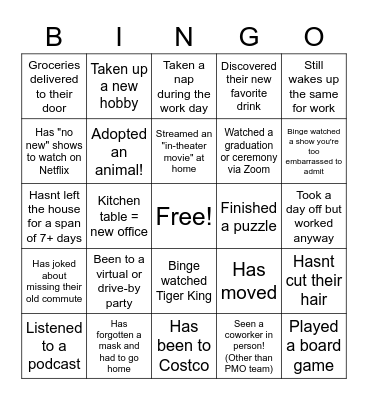 COVID Bingo Card