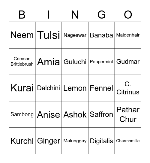 Hinsey Pcog lab Bingo Card Bingo Card