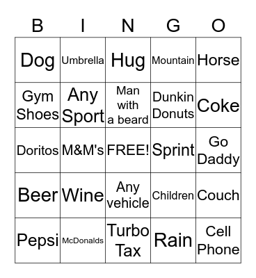 Superbowl 2015 Bingo Card