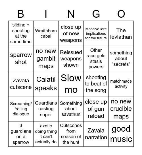 New Season Bingo! Bingo Card