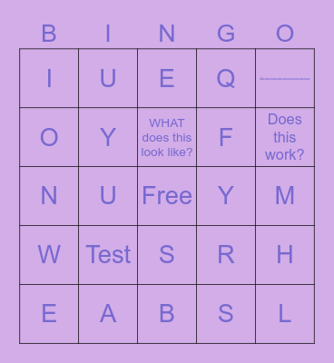 Its a test Bingo Card