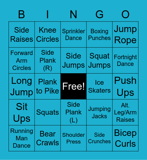 Movement Bingo Card