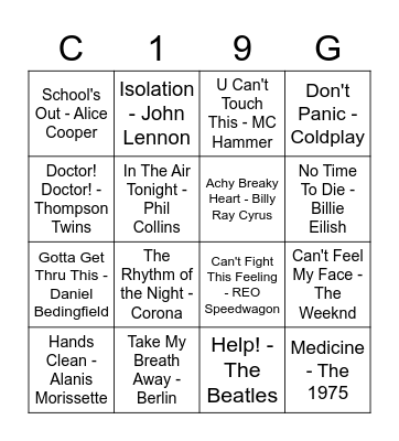 Jordan's Party - COVID Theme Bingo Card