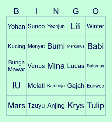 Ayu Bingo Card