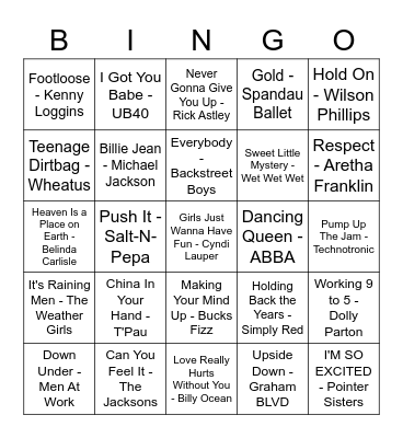 Classics Bingo Card
